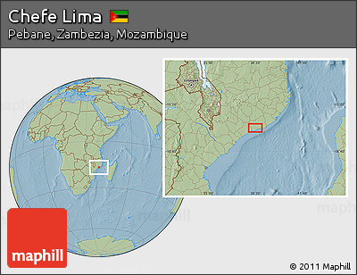 Savanna Style Location Map of Chefe Lima, hill shading