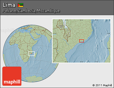 Savanna Style Location Map of Lima, hill shading