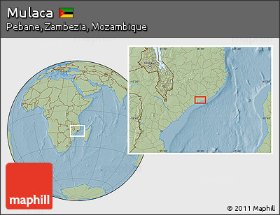 Savanna Style Location Map of Mulaca, hill shading