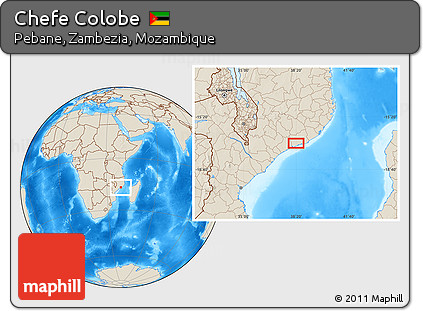 Shaded Relief Location Map of Chefe Colobe