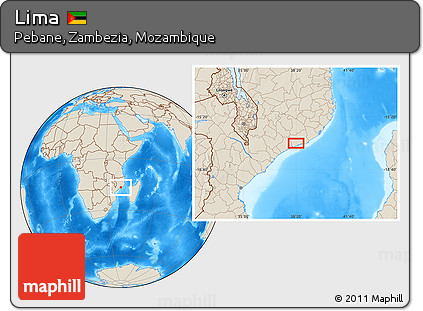 Shaded Relief Location Map of Lima