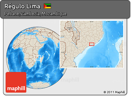Shaded Relief Location Map of Régulo Lima