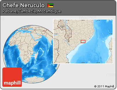 Shaded Relief Location Map of Chefe Neruculo