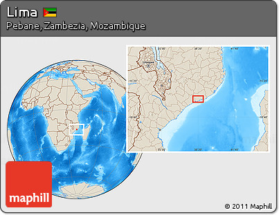Shaded Relief Location Map of Lima