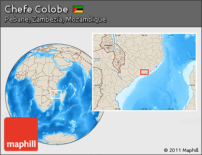 Shaded Relief Location Map of Chefe Colobe