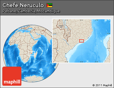 Shaded Relief Location Map of Chefe Neruculo