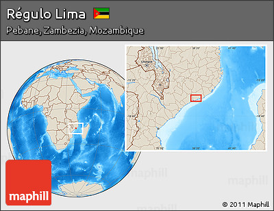 Shaded Relief Location Map of Régulo Lima