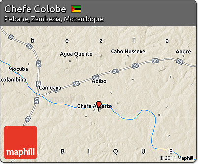 Shaded Relief Map of Chefe Colobe