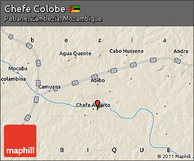 Shaded Relief Map of Chefe Colobe