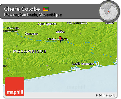 Physical Panoramic Map of Chefe Colobe