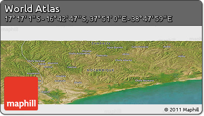 Satellite Panoramic Map of the Area around 16° 59' 54" S, 38° 19' 30" E