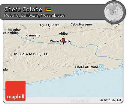 Shaded Relief Panoramic Map of Chefe Colobe