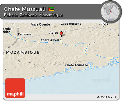 Shaded Relief Panoramic Map of Chefe Mussuali