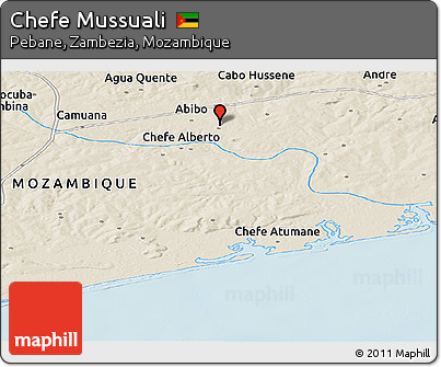 Shaded Relief Panoramic Map of Chefe Mussuali
