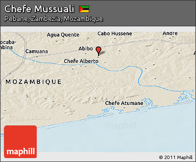 Shaded Relief Panoramic Map of Chefe Mussuali
