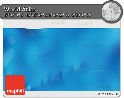 Physical 3D Map of the Area around 16° 59' 54" S, 3° 19' 30" W