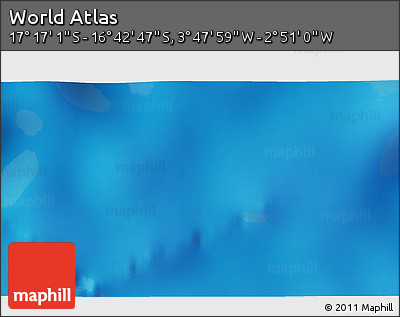 Physical 3D Map of the Area around 16° 59' 54" S, 3° 19' 30" W