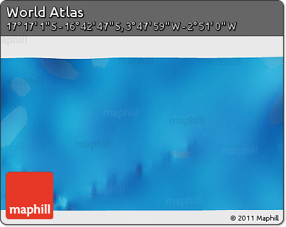 Physical 3D Map of the Area around 16° 59' 54" S, 3° 19' 30" W