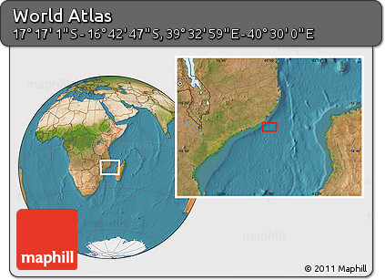 Satellite Location Map of the Area around 16° 59' 54" S, 40° 1' 29" E