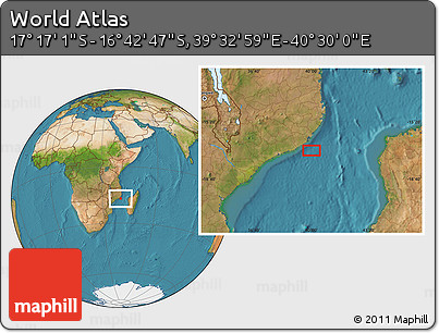 Satellite Location Map of the Area around 16° 59' 54" S, 40° 1' 29" E