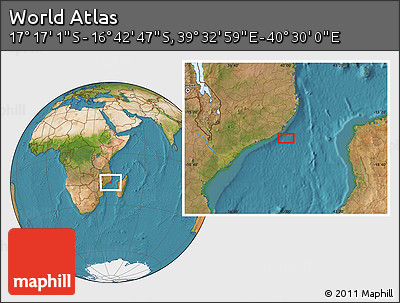 Satellite Location Map of the Area around 16° 59' 54" S, 40° 1' 29" E