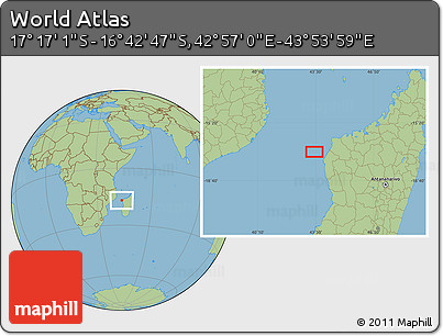 Savanna Style Location Map of the Area around 16° 59' 54" S, 43° 25' 29" E