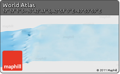 Physical Panoramic Map of the Area around 16° 59' 54" S, 43° 25' 29" E