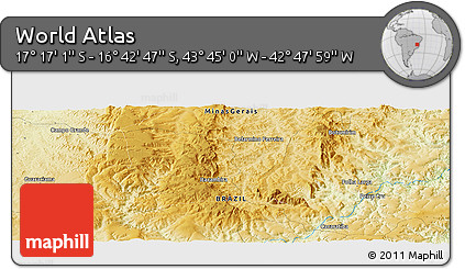 Physical Panoramic Map of the Area around 16° 59' 54" S, 43° 16' 29" W