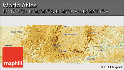 Physical Panoramic Map of the Area around 16° 59' 54" S, 43° 16' 29" W