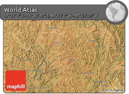 Satellite Map of the Area around 16° 59' 54" S, 48° 22' 30" W