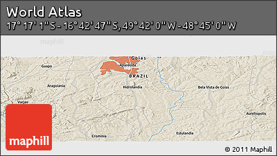 Shaded Relief Panoramic Map of the Area around 16° 59' 54" S, 49° 13' 30" W