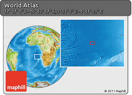 Physical Location Map of the Area around 16° 59' 54" S, 4° 19' 30" E