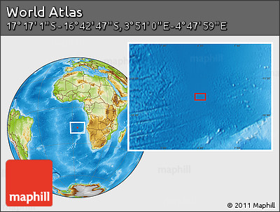 Physical Location Map of the Area around 16° 59' 54" S, 4° 19' 30" E
