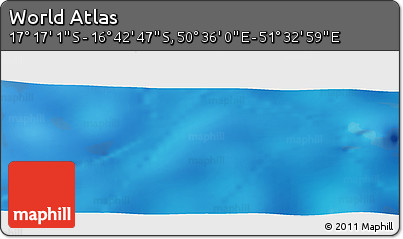 Physical Panoramic Map of the Area around 16° 59' 54" S, 51° 4' 30" E