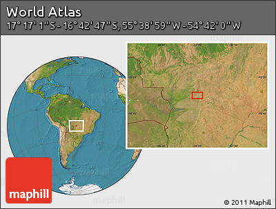 Satellite Location Map of the Area around 16° 59' 54" S, 55° 10' 29" W