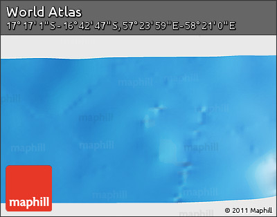 Physical 3D Map of the Area around 16° 59' 54" S, 57° 52' 30" E