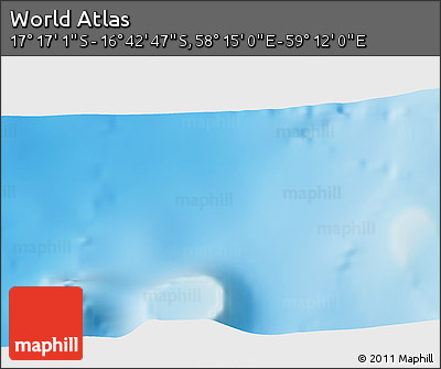 Physical 3D Map of the Area around 16° 59' 54" S, 58° 43' 30" E