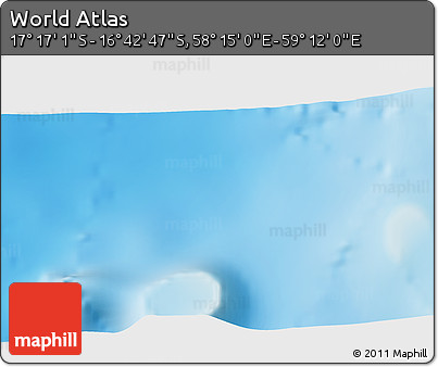 Physical 3D Map of the Area around 16° 59' 54" S, 58° 43' 30" E