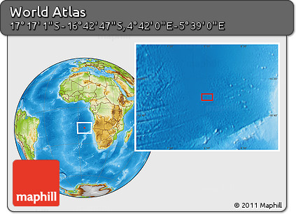 Physical Location Map of the Area around 16° 59' 54" S, 5° 10' 30" E