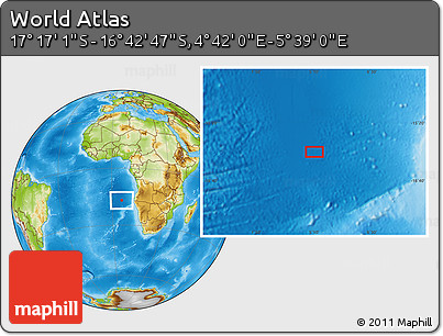 Physical Location Map of the Area around 16° 59' 54" S, 5° 10' 30" E