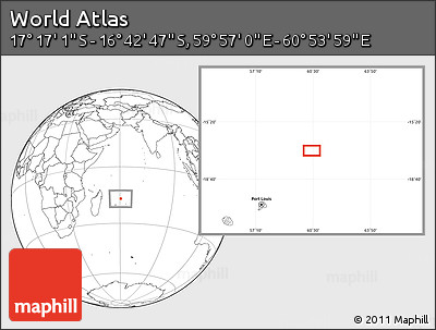 Blank Location Map of the Area around 16° 59' 54" S, 60° 25' 29" E