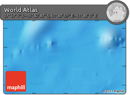 Physical Map of the Area around 16° 59' 54" S, 61° 16' 29" E