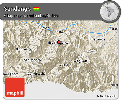 Shaded Relief 3D Map of Sandango