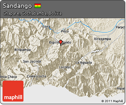 Shaded Relief 3D Map of Sandango