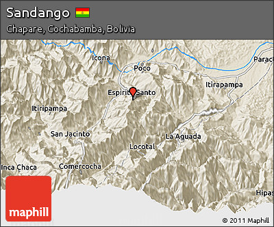 Shaded Relief 3D Map of Sandango