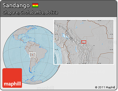 Gray Location Map of Sandango, hill shading