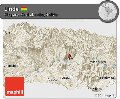 Shaded Relief Panoramic Map of Linde