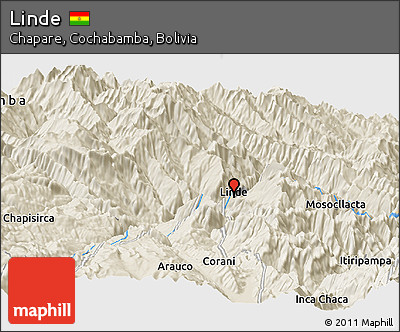 Shaded Relief Panoramic Map of Linde