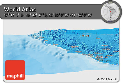 Political Panoramic Map of the Area around 16° 59' 54" S, 72° 10' 30" W