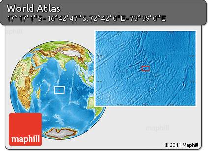 Physical Location Map of the Area around 16° 59' 54" S, 73° 10' 30" E